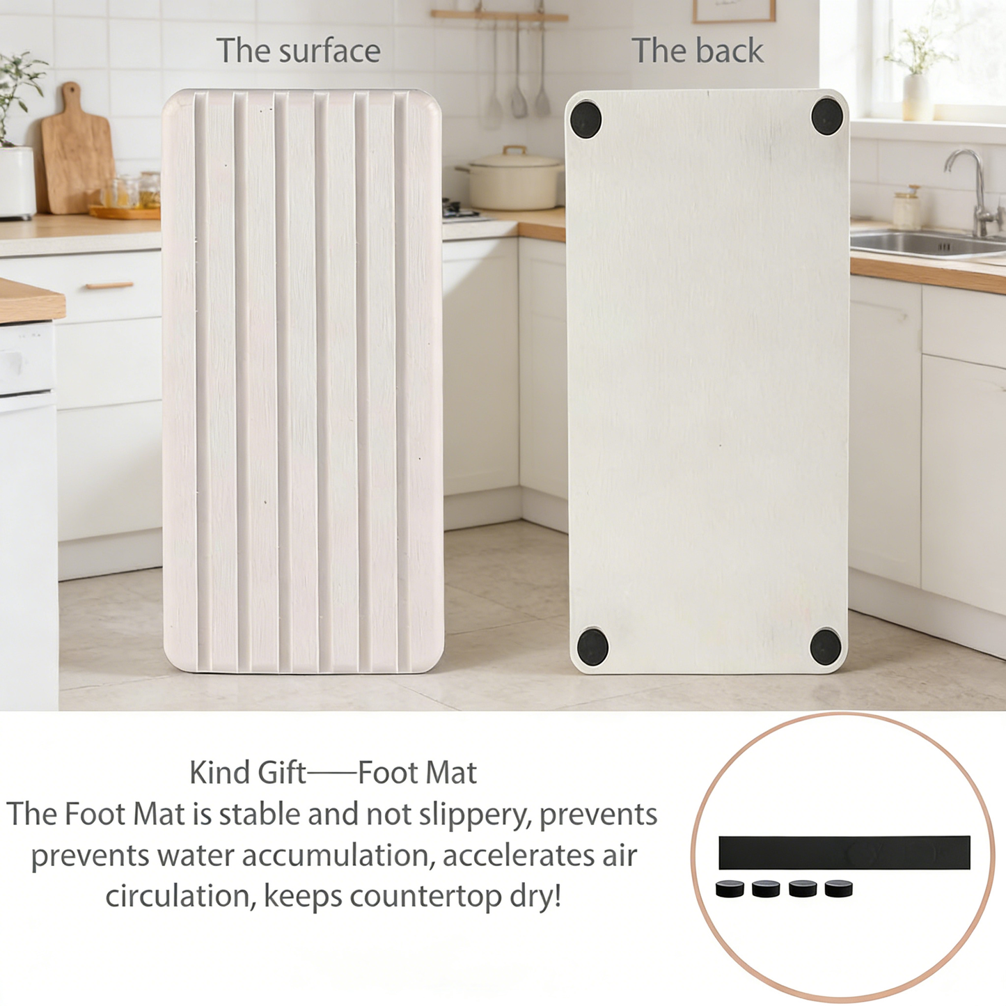 2 PCS Water Absorbent diatomite Coasters, 8.3" x 4" Water Absorbing Stone Tray for Sink, Stone Drying mat for Kitchen Counter, Stone soap Tray Used for Hand Soaps & toiletries & Plants